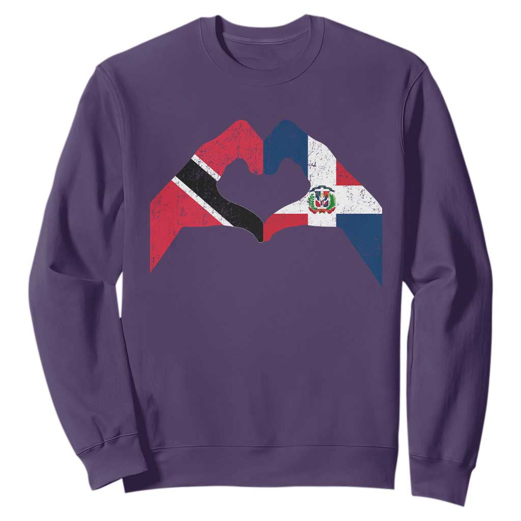 Trinidad and Tobago Dominican Sweatshirt Two Flags One Heart TS10 Purple Print Your Wear