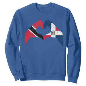 Trinidad and Tobago Dominican Sweatshirt Two Flags One Heart TS10 Royal Blue Print Your Wear