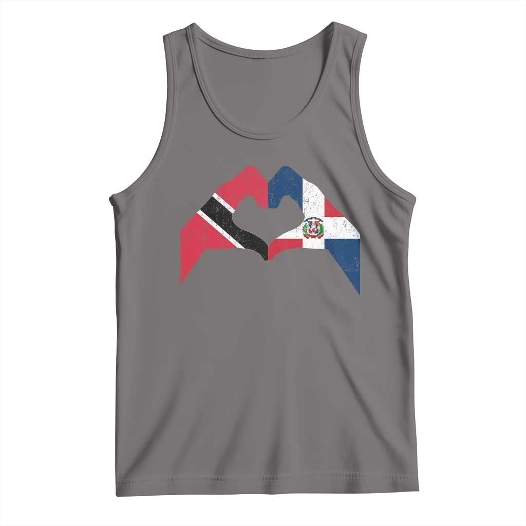 Trinidad and Tobago Dominican Tank Top Two Flags One Heart TS10 Deep Heather Print Your Wear