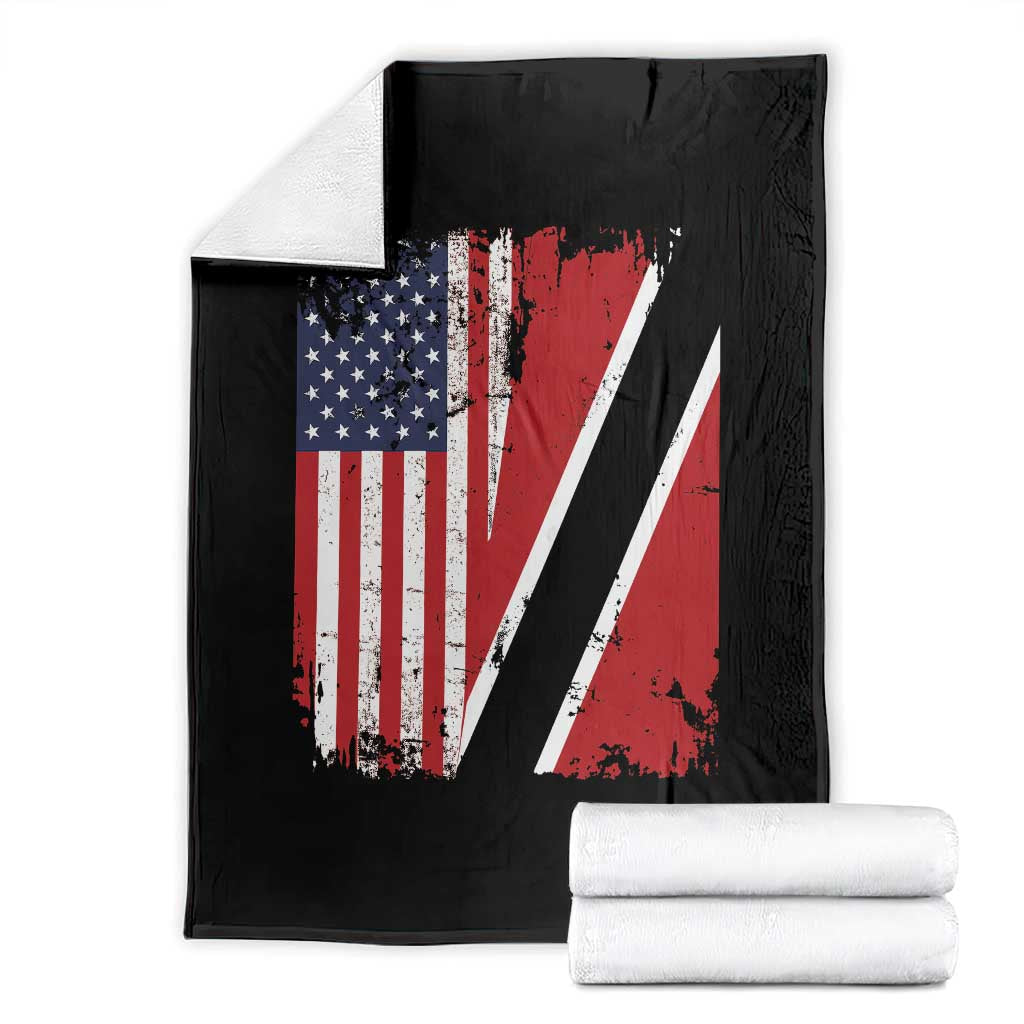 USA Trinidad and Tobago Throw Blanket Retro Vintage American Trini Pride Flag TS10 Black Print Your Wear