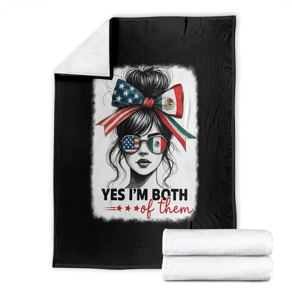 American Mexican Roots Throw Blanket Messy Bun Mexico America Half American Flag TS10 Black Print Your Wear