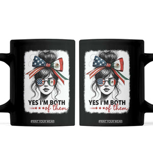 American Mexican Roots Coffee Mug Messy Bun Mexico America Half American Flag TS10 Black Print Your Wear