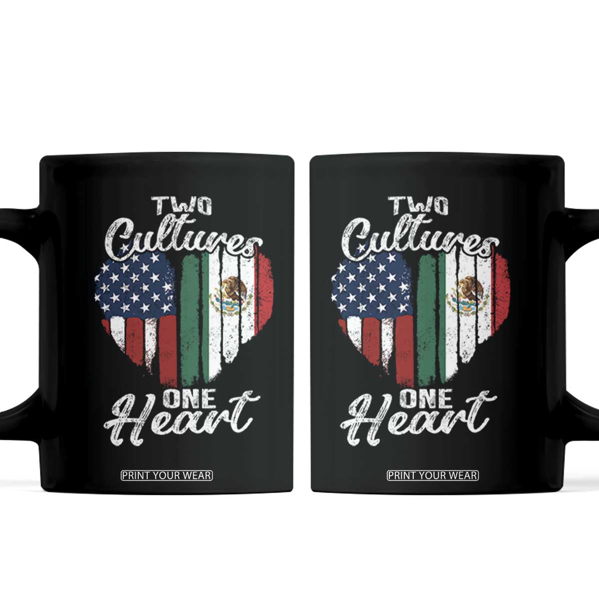 Mexican Roots Coffee Mug Mexican American Flag Two Cultures One Heart TS10 Black Print Your Wear