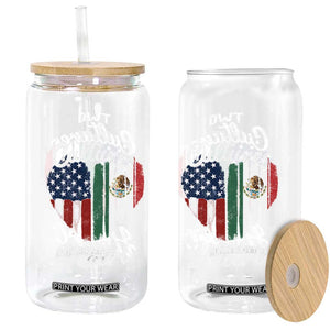 Mexican Roots Glass Can Mexican American Flag Two Cultures One Heart TS10 Print Your Wear