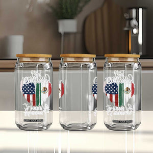 Mexican Roots Glass Can Mexican American Flag Two Cultures One Heart TS10 Print Your Wear