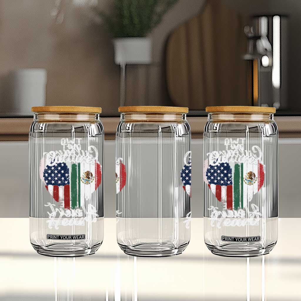 Mexican Roots Glass Can Mexican American Flag Two Cultures One Heart TS10 Print Your Wear