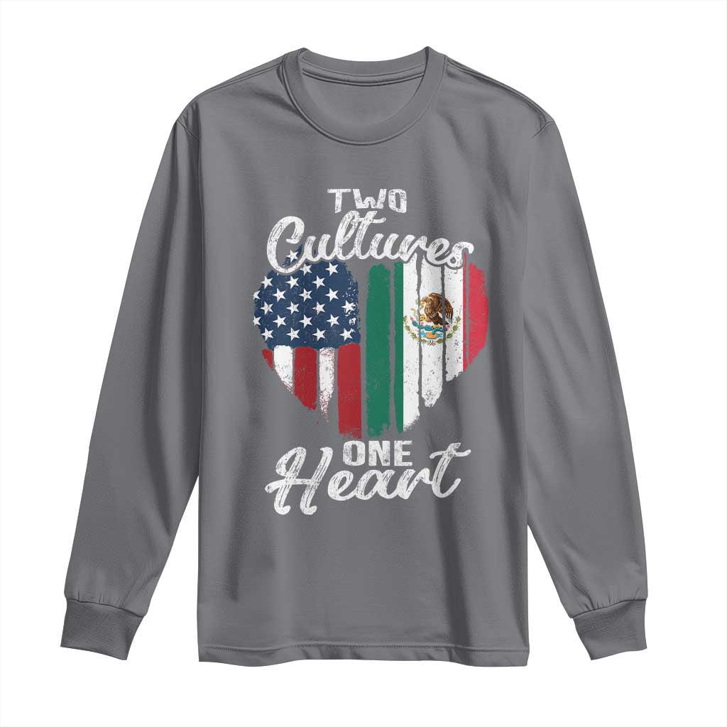 Mexican Roots Long Sleeve Shirt Mexican American Flag Two Cultures One Heart TS10 Charcoal Print Your Wear