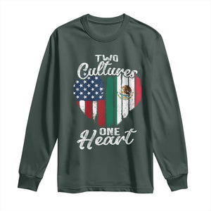 Mexican Roots Long Sleeve Shirt Mexican American Flag Two Cultures One Heart TS10 Dark Forest Green Print Your Wear