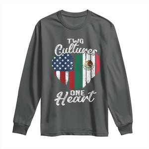Mexican Roots Long Sleeve Shirt Mexican American Flag Two Cultures One Heart TS10 Dark Heather Print Your Wear