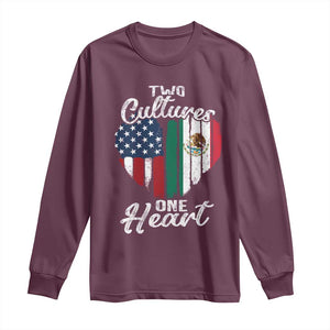 Mexican Roots Long Sleeve Shirt Mexican American Flag Two Cultures One Heart TS10 Maroon Print Your Wear