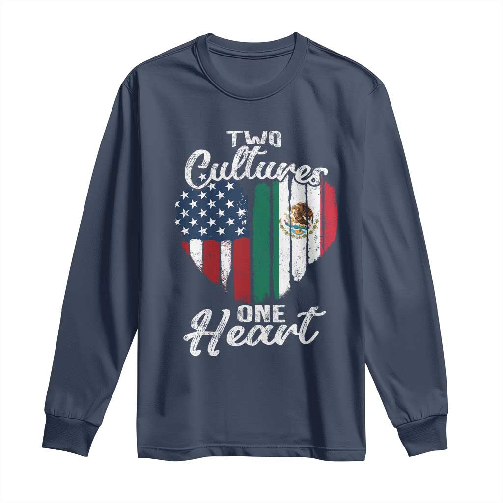 Mexican Roots Long Sleeve Shirt Mexican American Flag Two Cultures One Heart TS10 Navy Print Your Wear