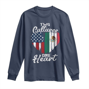 Mexican Roots Long Sleeve Shirt Mexican American Flag Two Cultures One Heart TS10 Navy Print Your Wear