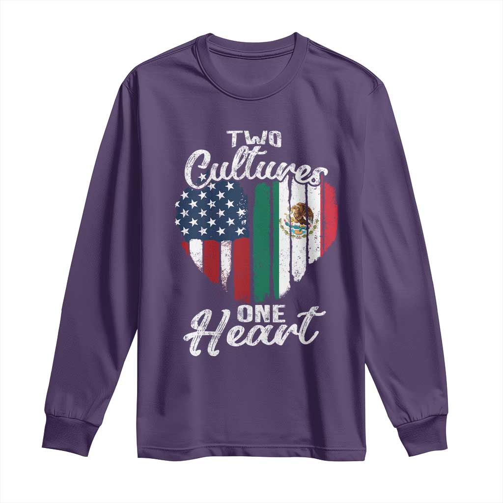 Mexican Roots Long Sleeve Shirt Mexican American Flag Two Cultures One Heart TS10 Purple Print Your Wear
