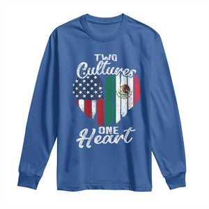 Mexican Roots Long Sleeve Shirt Mexican American Flag Two Cultures One Heart TS10 Royal Blue Print Your Wear