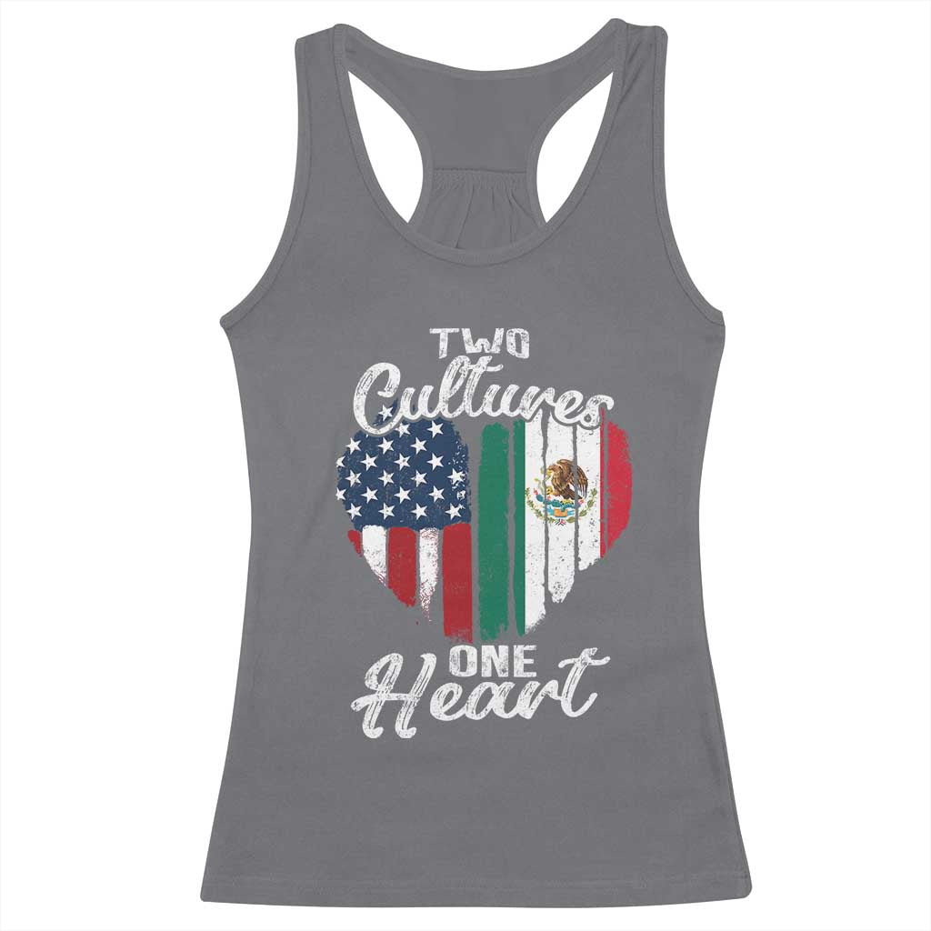 Mexican Roots Racerback Tank Top Mexican American Flag Two Cultures One Heart TS10 Charcoal Print Your Wear