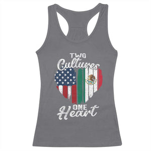 Mexican Roots Racerback Tank Top Mexican American Flag Two Cultures One Heart TS10 Charcoal Print Your Wear