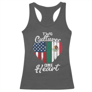 Mexican Roots Racerback Tank Top Mexican American Flag Two Cultures One Heart TS10 Dark Heather Print Your Wear