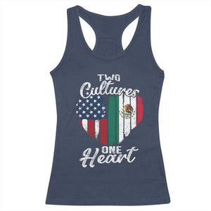 Mexican Roots Racerback Tank Top Mexican American Flag Two Cultures One Heart TS10 Navy Print Your Wear