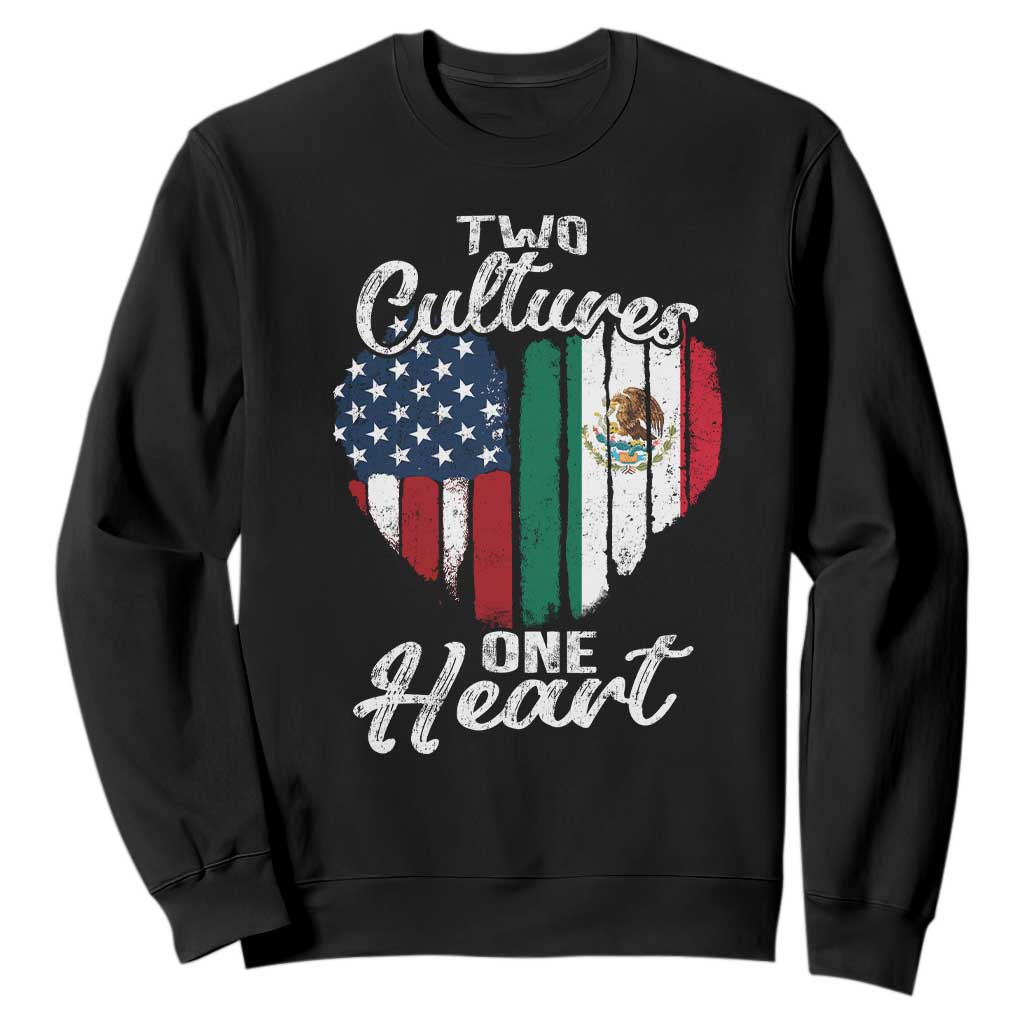 Mexican Roots Sweatshirt Mexican American Flag Two Cultures One Heart TS10 Black Print Your Wear