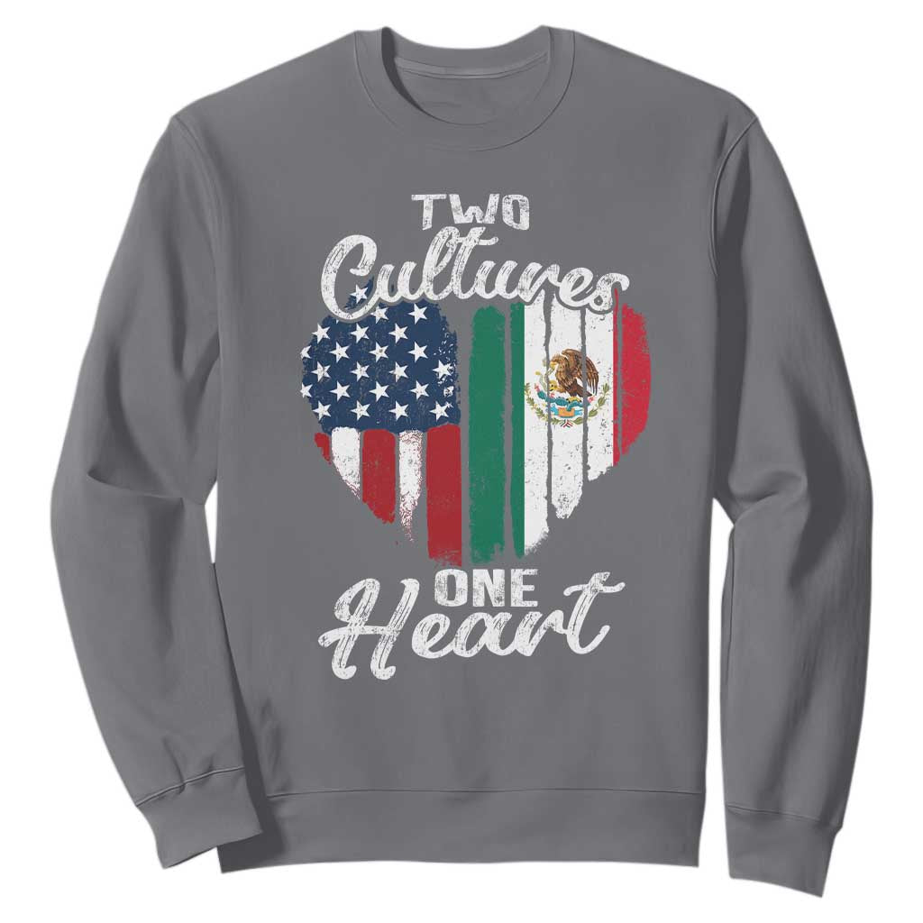 Mexican Roots Sweatshirt Mexican American Flag Two Cultures One Heart TS10 Charcoal Print Your Wear