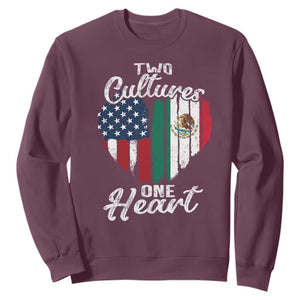 Mexican Roots Sweatshirt Mexican American Flag Two Cultures One Heart TS10 Maroon Print Your Wear
