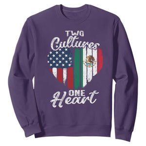 Mexican Roots Sweatshirt Mexican American Flag Two Cultures One Heart TS10 Purple Print Your Wear