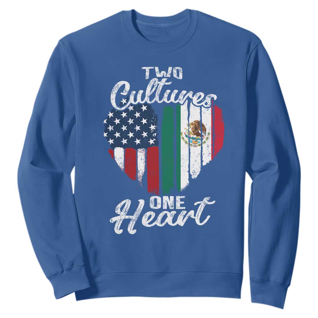 Mexican Roots Sweatshirt Mexican American Flag Two Cultures One Heart TS10 Royal Blue Print Your Wear