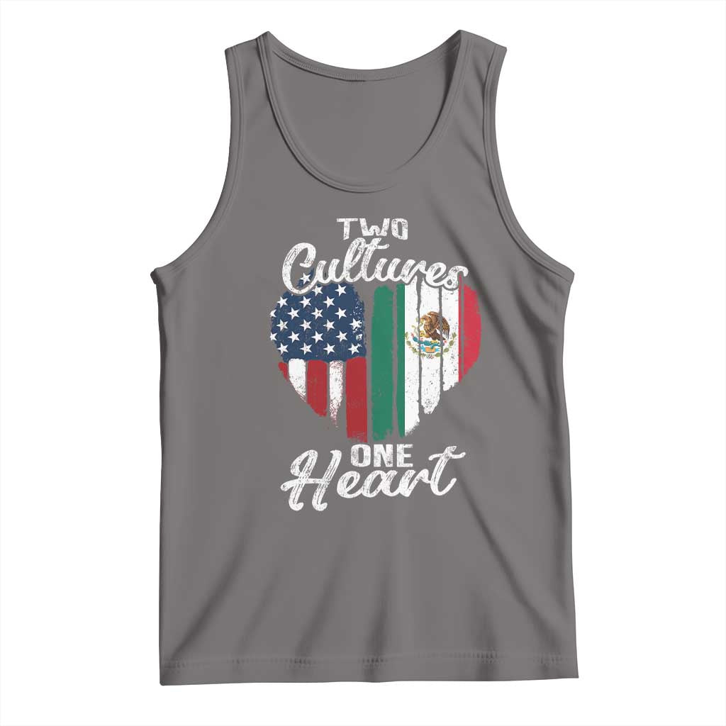 Mexican Roots Tank Top Mexican American Flag Two Cultures One Heart TS10 Deep Heather Print Your Wear