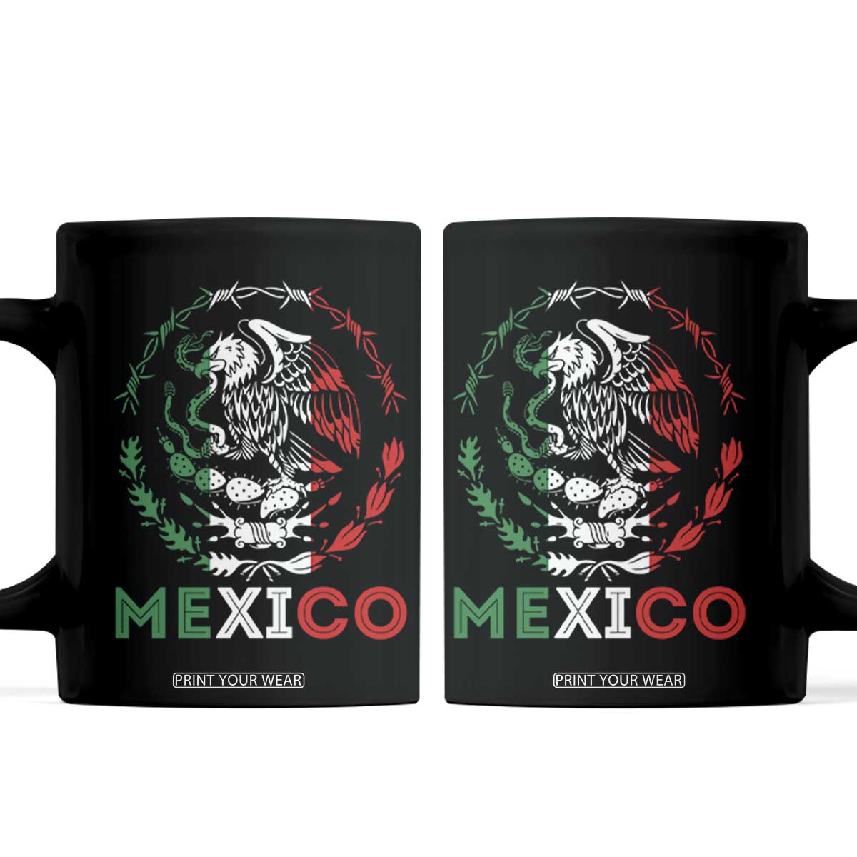 Mexico Coat of Arms Coffee Mug Eagle Mexican Flag Mexico Heritage Roots TS10 Black Print Your Wear