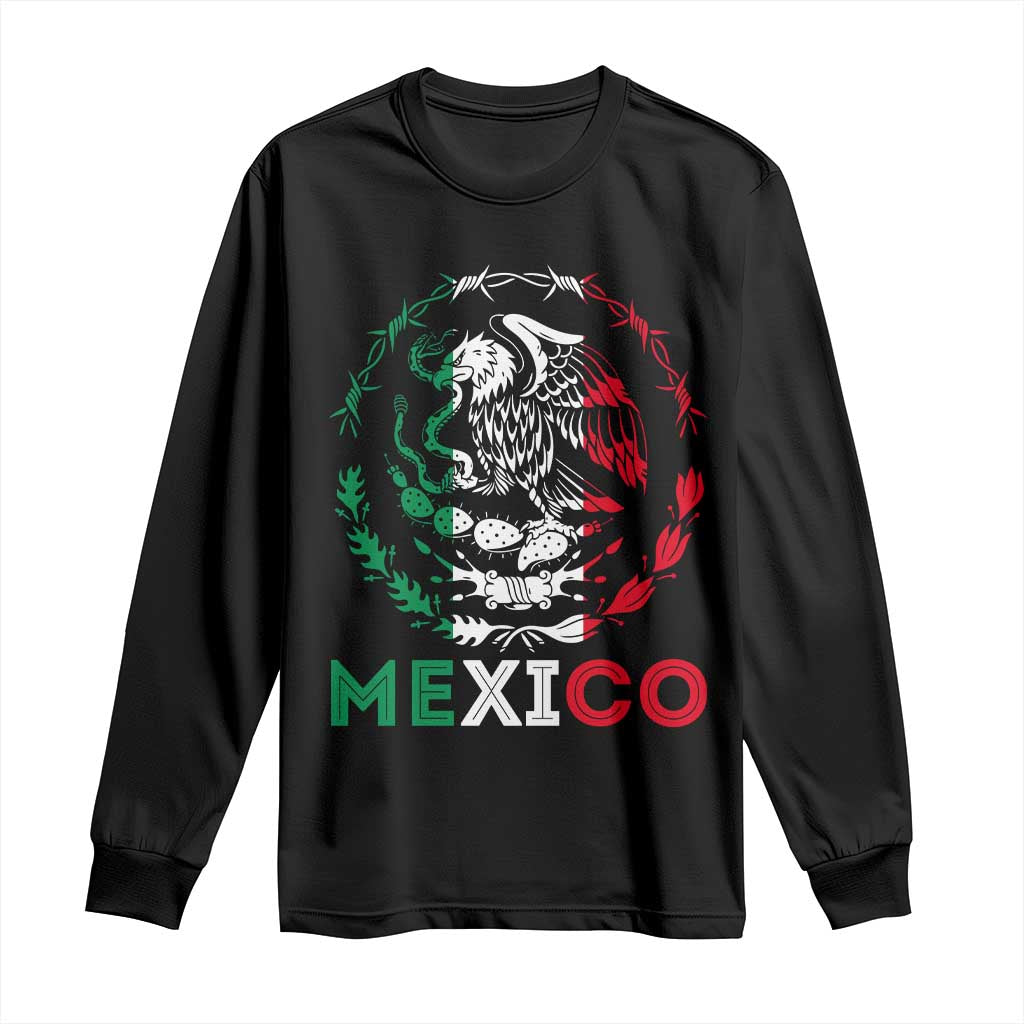 Mexico Coat of Arms Long Sleeve Shirt Eagle Mexican Flag Mexico Heritage Roots TS10 Black Print Your Wear