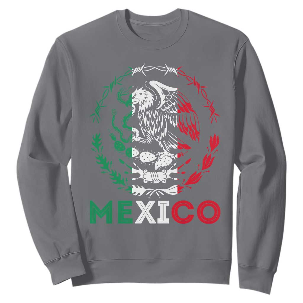 Mexico Coat of Arms Sweatshirt Eagle Mexican Flag Mexico Heritage Roots TS10 Charcoal Print Your Wear