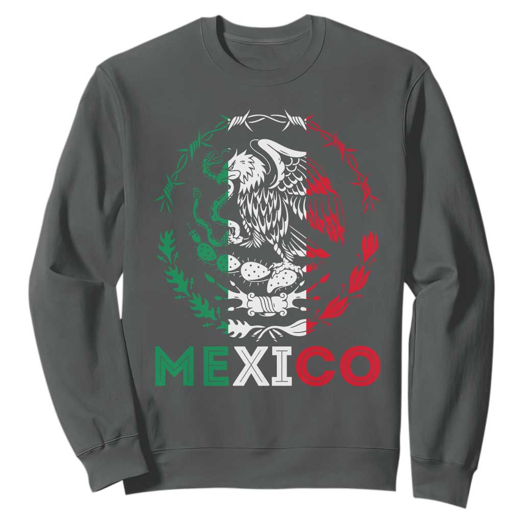 Mexico Coat of Arms Sweatshirt Eagle Mexican Flag Mexico Heritage Roots TS10 Dark Heather Print Your Wear