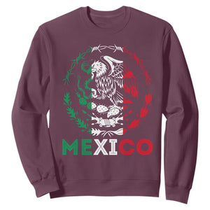 Mexico Coat of Arms Sweatshirt Eagle Mexican Flag Mexico Heritage Roots TS10 Maroon Print Your Wear