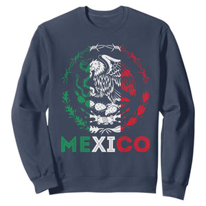 Mexico Coat of Arms Sweatshirt Eagle Mexican Flag Mexico Heritage Roots TS10 Navy Print Your Wear