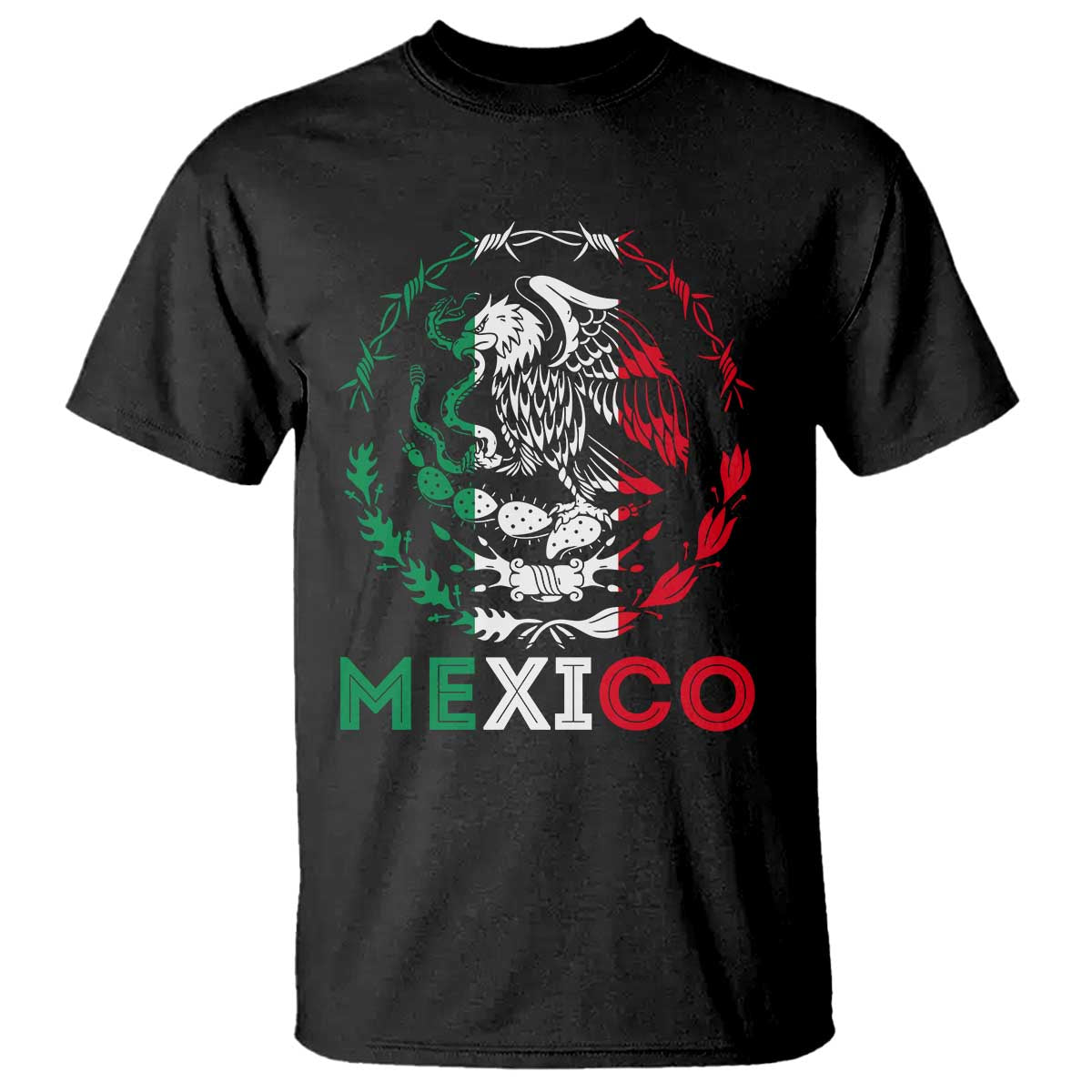 Mexico Coat of Arms T Shirt Eagle Mexican Flag Mexico Heritage Roots TS10 Black Print Your Wear