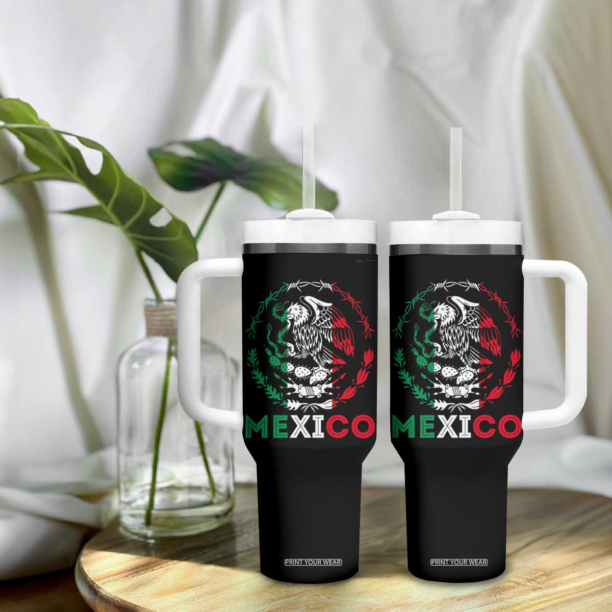 Mexico Coat of Arms Tumbler With Handle Eagle Mexican Flag Mexico Heritage Roots TS10 Print Your Wear