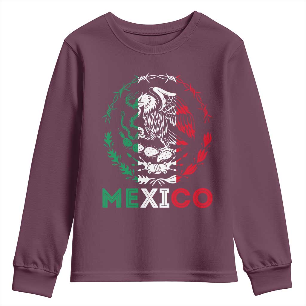 Mexico Coat of Arms Youth Sweatshirt Eagle Mexican Flag Mexico Heritage Roots TS10 Maroon Print Your Wear