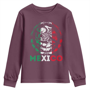Mexico Coat of Arms Youth Sweatshirt Eagle Mexican Flag Mexico Heritage Roots TS10 Maroon Print Your Wear