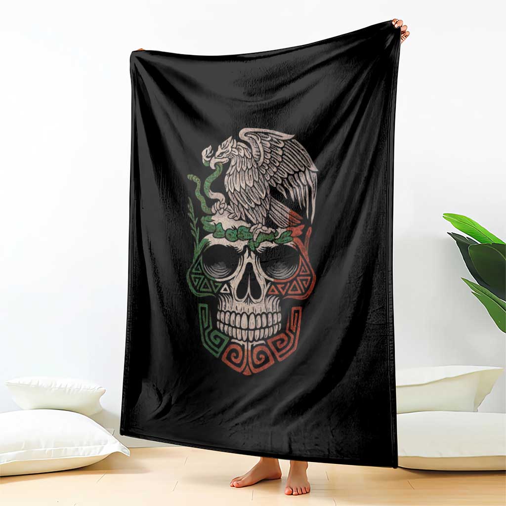 Mexico Coat of Arms Skull Throw Blanket Eagle Mexican Flag Mexico Heritage Roots TS10 Print Your Wear
