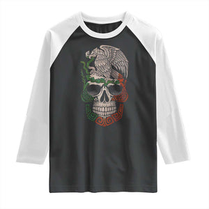 Mexico Coat of Arms Skull Raglan Shirt Eagle Mexican Flag Mexico Heritage Roots TS10 Black White Print Your Wear
