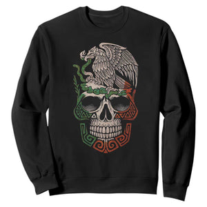 Mexico Coat of Arms Skull Sweatshirt Eagle Mexican Flag Mexico Heritage Roots TS10 Black Print Your Wear