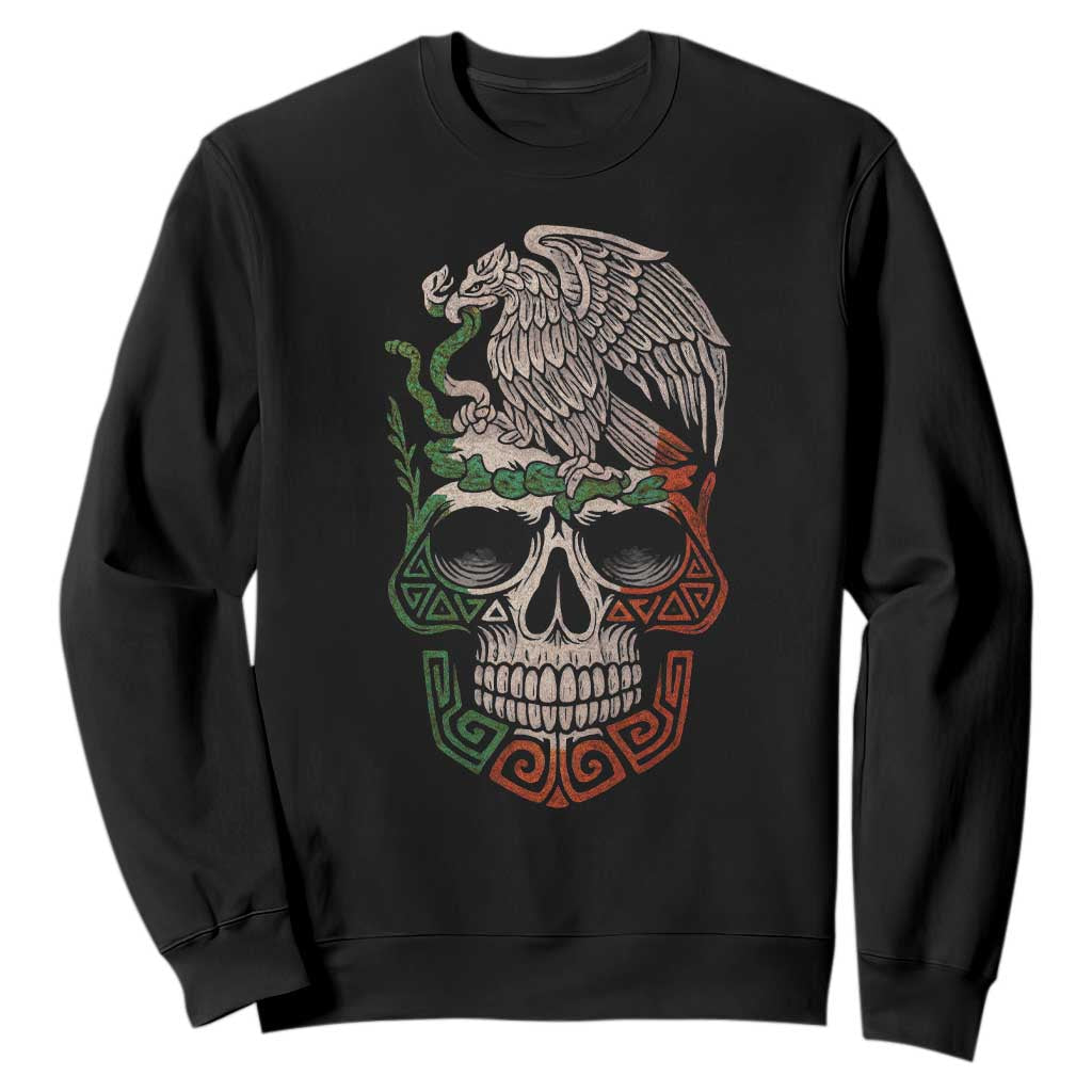 Mexico Coat of Arms Skull Sweatshirt Eagle Mexican Flag Mexico Heritage Roots TS10 Black Print Your Wear