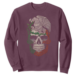 Mexico Coat of Arms Skull Sweatshirt Eagle Mexican Flag Mexico Heritage Roots TS10 Maroon Print Your Wear