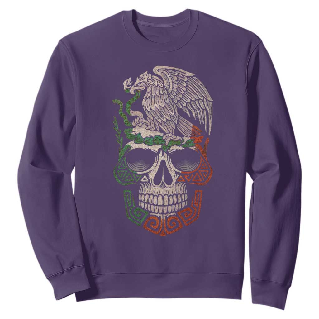 Mexico Coat of Arms Skull Sweatshirt Eagle Mexican Flag Mexico Heritage Roots TS10 Purple Print Your Wear