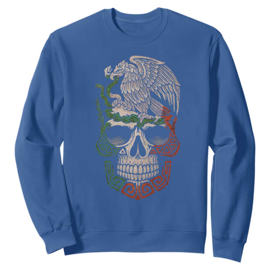 Mexico Coat of Arms Skull Sweatshirt Eagle Mexican Flag Mexico Heritage Roots TS10 Royal Blue Print Your Wear