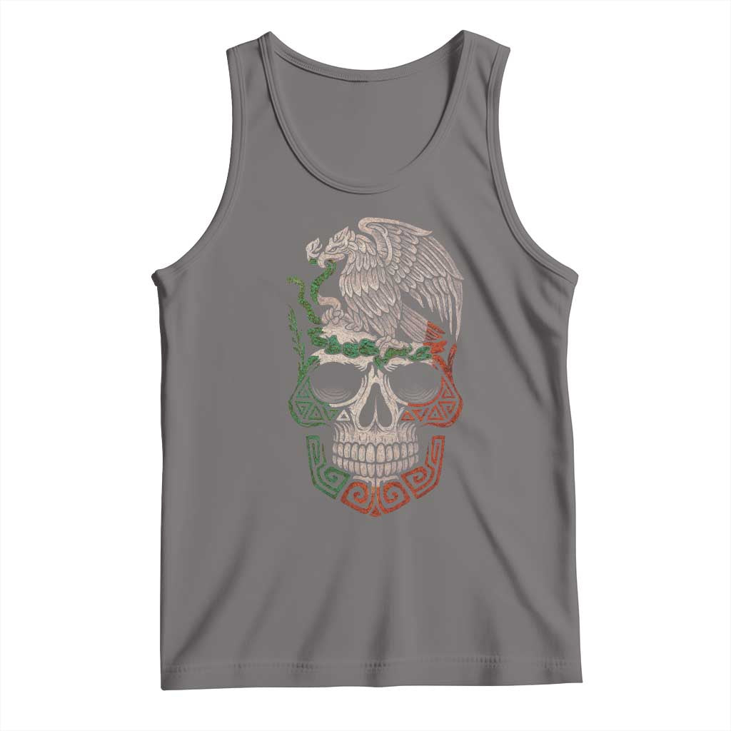 Mexico Coat of Arms Skull Tank Top Eagle Mexican Flag Mexico Heritage Roots TS10 Deep Heather Print Your Wear