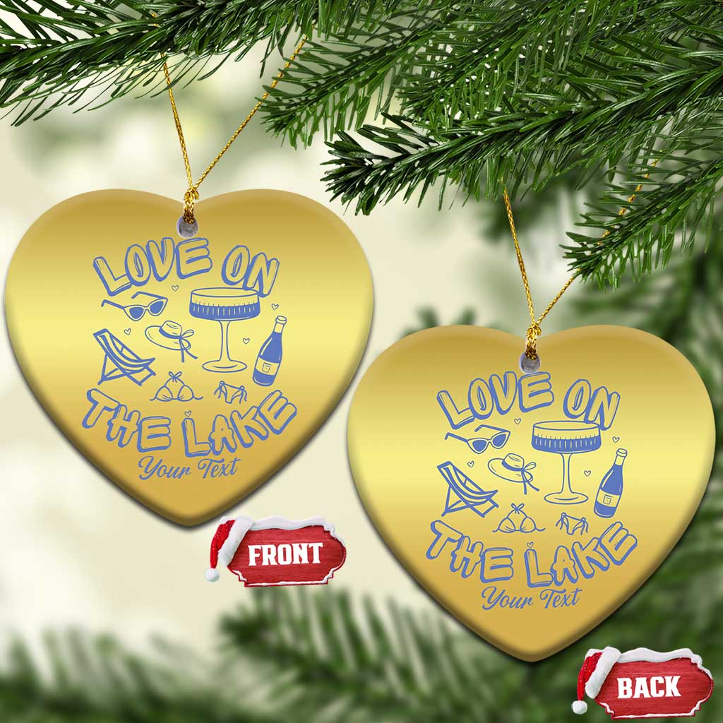 Personalized Love on the Lake Bachelorette Christmas Ornament Custom Text Camp Bach Party TS10 Heart Gold Print Your Wear