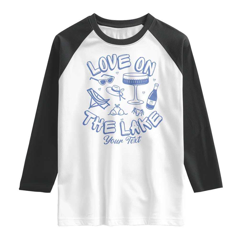Personalized Love on the Lake Bachelorette Raglan Shirt Custom Text Camp Bach Party TS10 White Black Print Your Wear