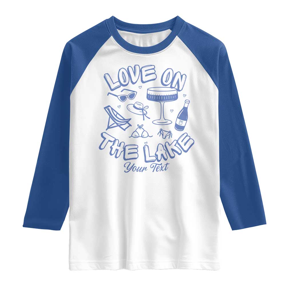 Personalized Love on the Lake Bachelorette Raglan Shirt Custom Text Camp Bach Party TS10 White Royal Print Your Wear