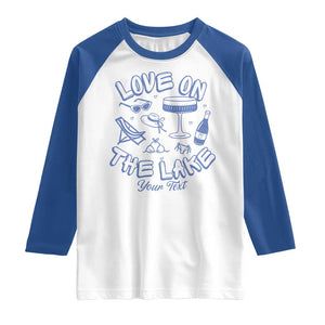 Personalized Love on the Lake Bachelorette Raglan Shirt Custom Text Camp Bach Party TS10 White Royal Print Your Wear